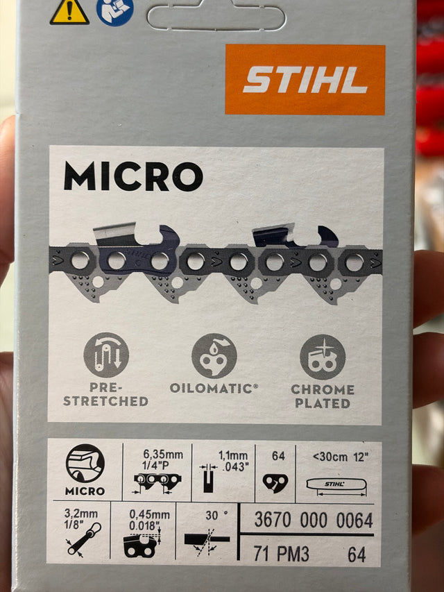 STIHL Chainsaw Chain for 12″ Bar 1/4″ – 1.1 mm, 64 DL