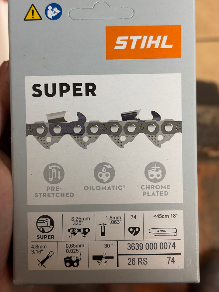 STIHL Chainsaw Chain for 18″ Bar 0.325″ – 1.6 mm, 74 DL