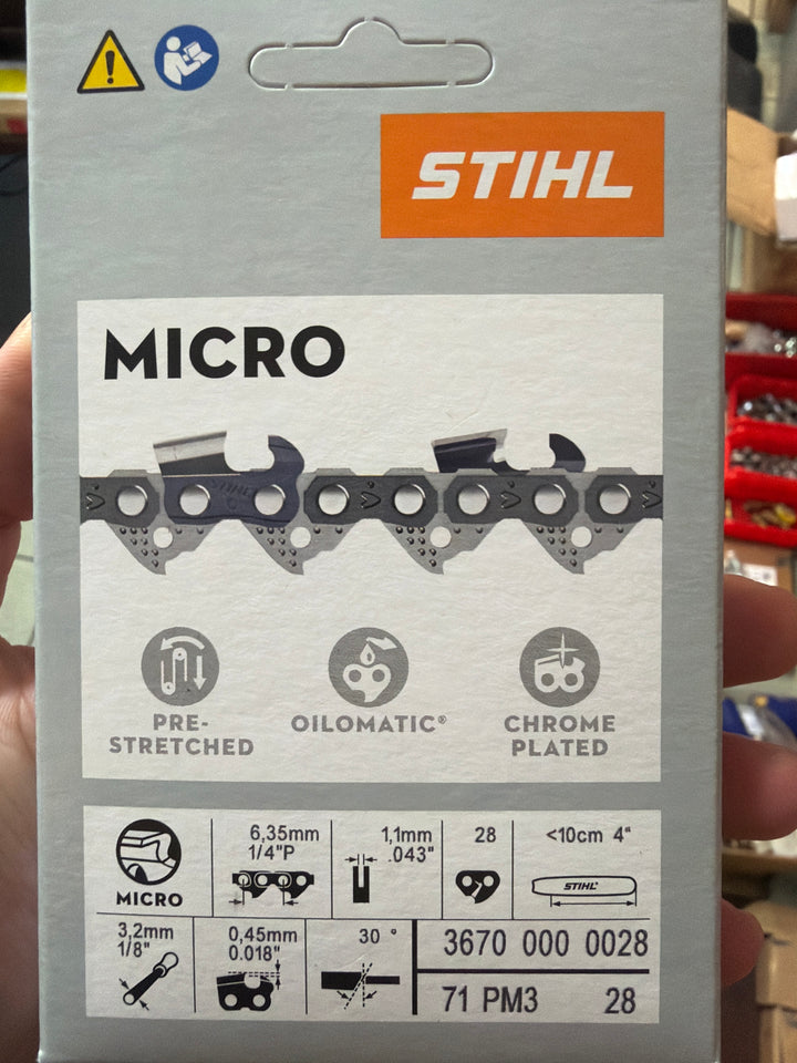 STIHL Chainsaw Chain for 4″ Bar 1/4″ – 1.1 mm, 28 DL