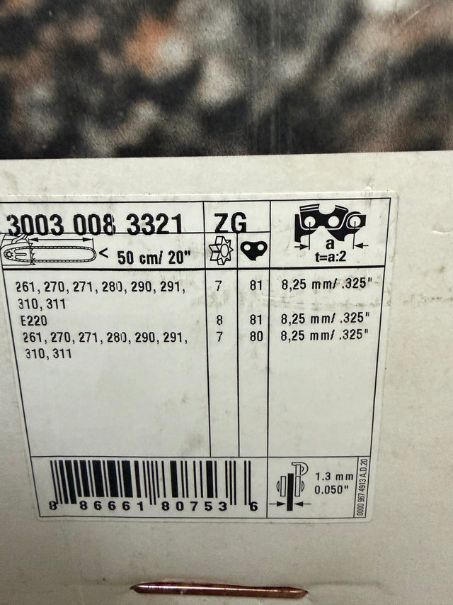 STIHL 20″ Light 04 Guide Bar, 1.3 mm, 81 DL, 0.325″