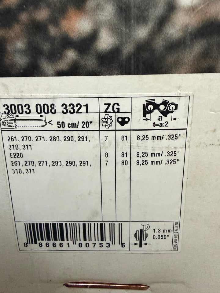 STIHL 20″ Light 04 Guide Bar, 1.3 mm, 81 DL, 0.325″